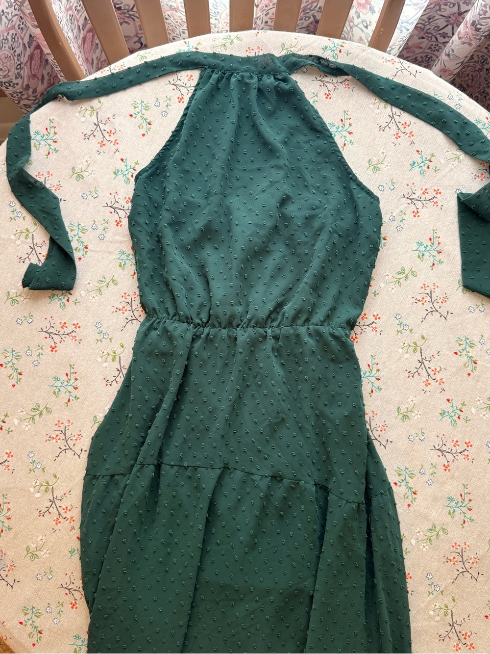 Women’s Halter Neck Swiss Dot Dress - Emerald